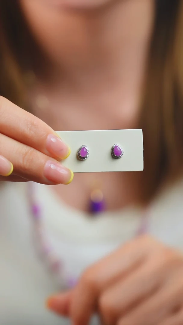 苏纪石（舒俱来）18K金镶嵌耳钉1