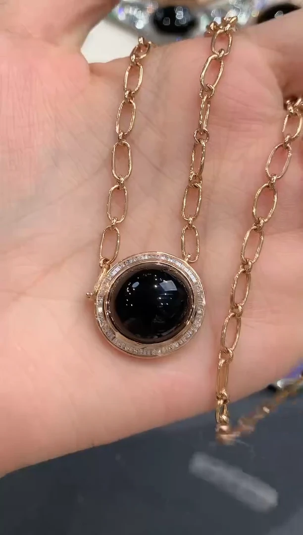 项链18K金镶嵌翡翠q136