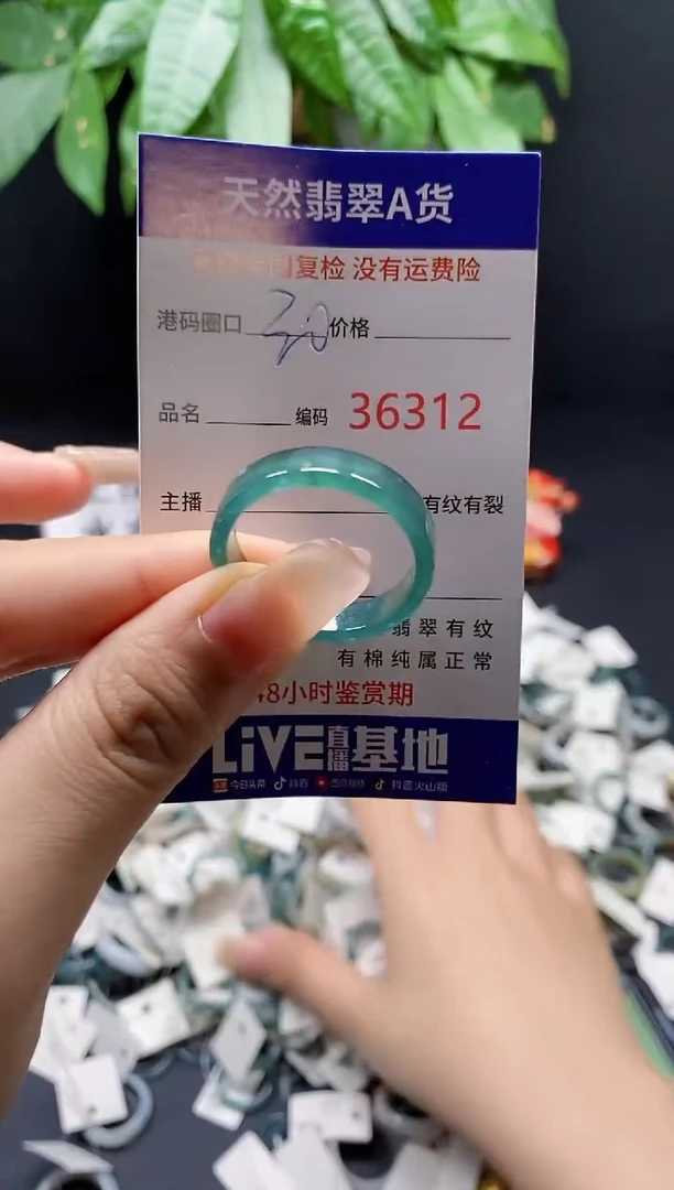 翡翠戒指未镶嵌 天然翡翠戒圈6312