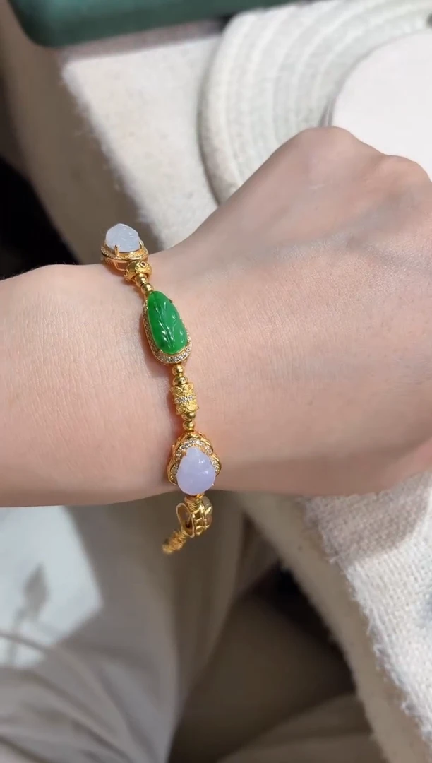 吊坠(不含链)银S925镶嵌翡翠手链