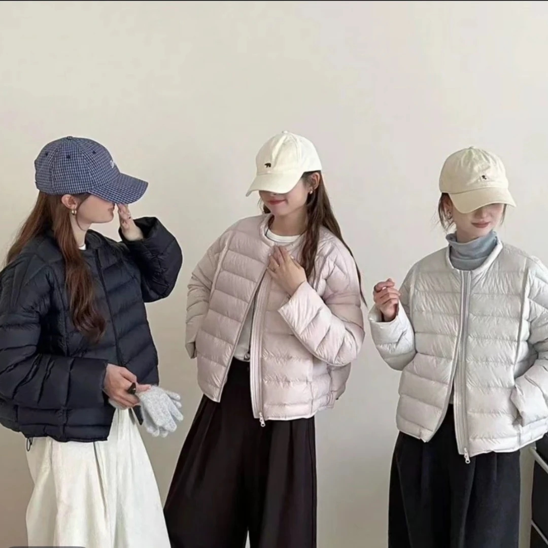 白鸭绒排骨羽绒服女短款25冬季新款宽松圆领
