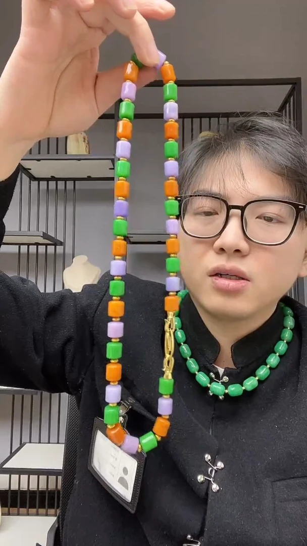 【闪购商品】翡翠颈饰合金多宝毛衣链