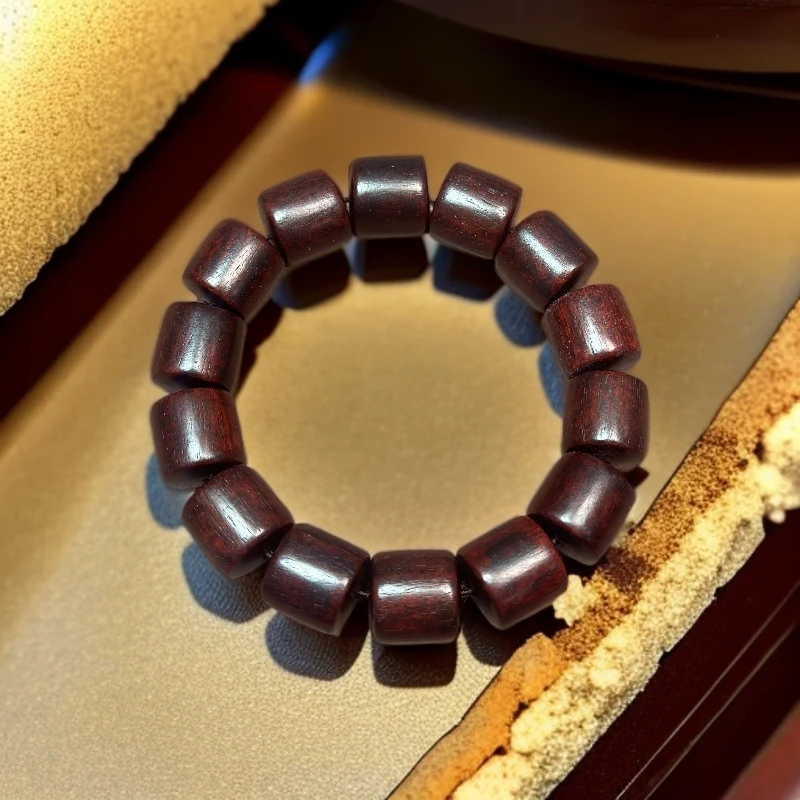 小叶紫檀血檀桶珠单圈精品手串