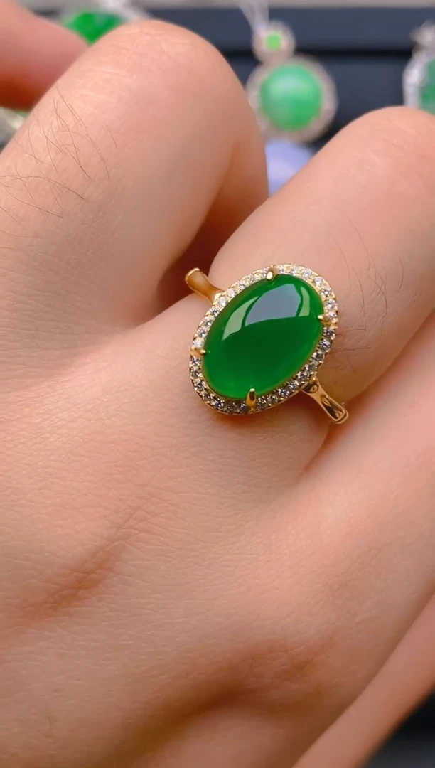 【闪购商品】翡翠戒指银S925镶嵌天然A货翡翠1