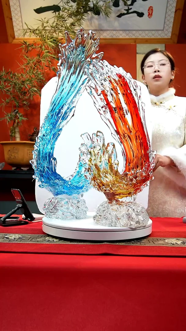 手工艺品琉璃钻*湾风生水起一对