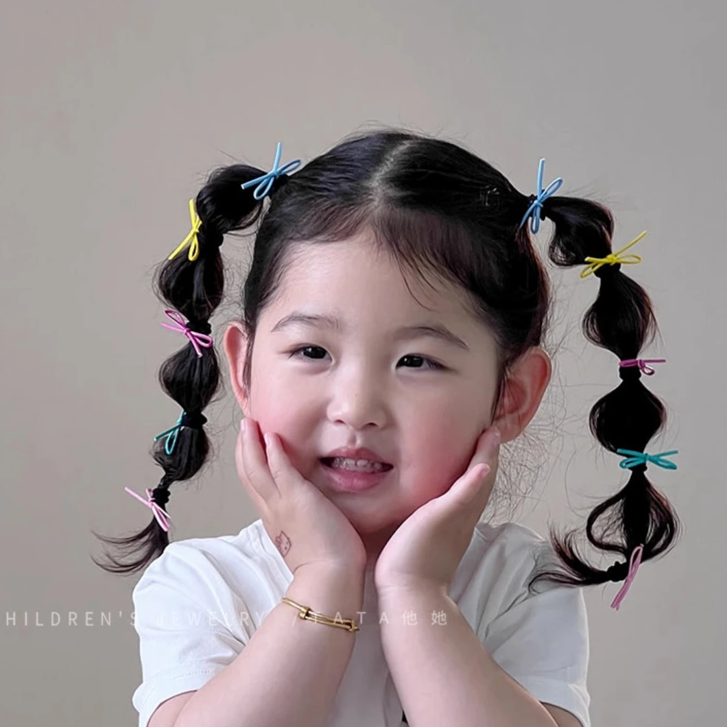 C353夏季彩色蝴蝶结儿童扎辫子小发圈女童扎头发皮筋头绳宝宝马尾
