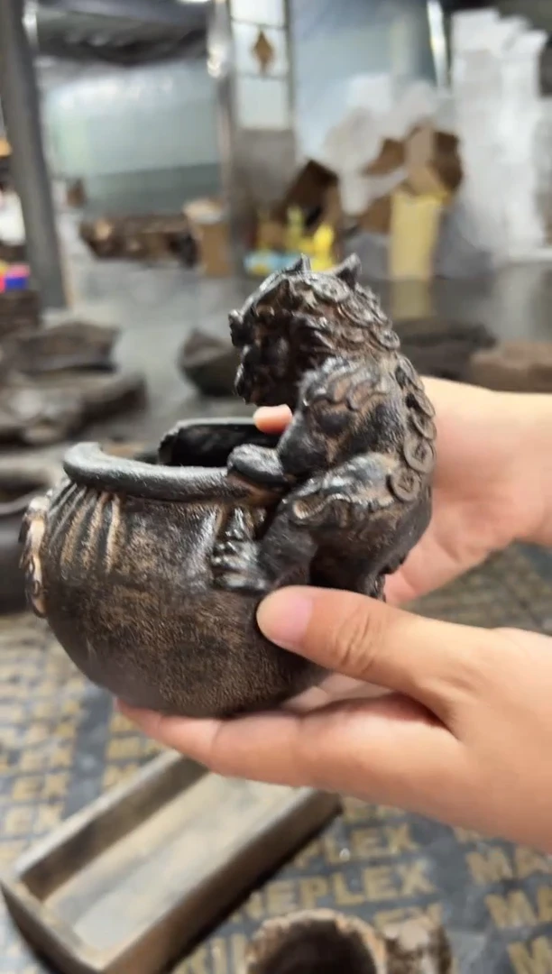 陶土【合成青石】代代富贵烟灰缸