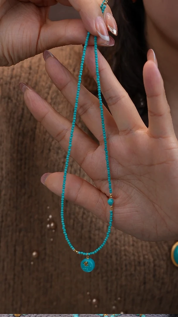 18K金镶嵌绿松石项链11111