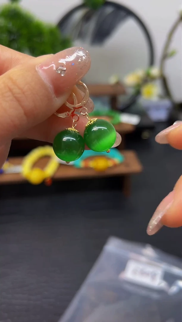 【闪购商品】碧玺猫眼耳饰14K金镶嵌耳饰E608