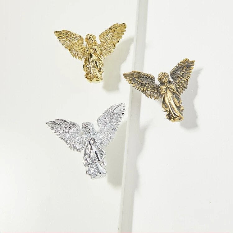 小天使个性创意儿童房黄铜抽屉拉手金色银色古铜色橱柜衣柜门把手