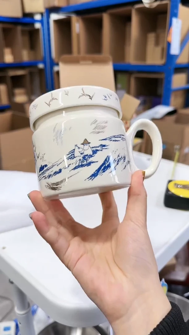 【闪购商品】瓷片姆明飞鸟盖杯