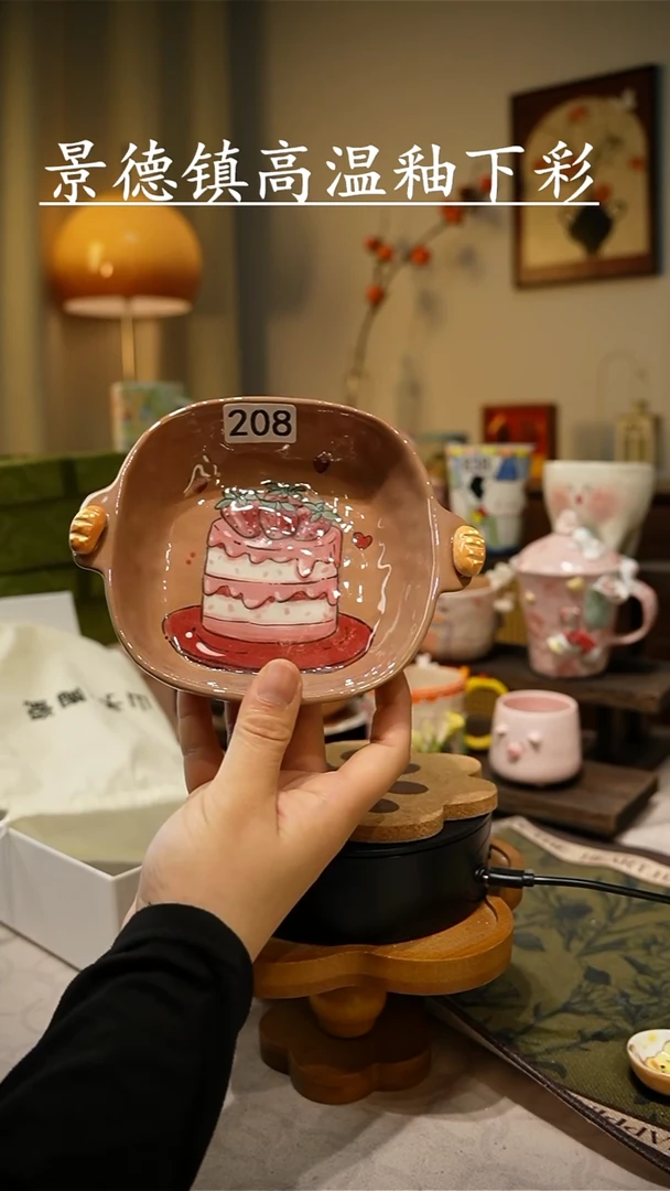 摆件【不带盒子】208高温釉下彩