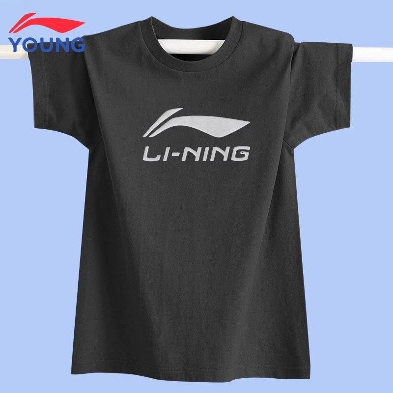 李宁男童运动短袖薄款中大童棉质亲肤t恤2025夏季新款透气半袖