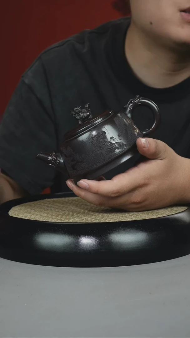 茶壶紫砂铁血红砂 龙龟壶