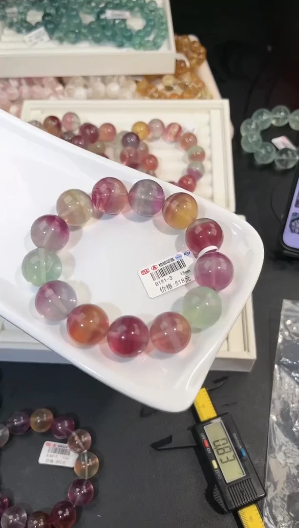 手链未镶嵌萤石多样性发一彩萤石18mm