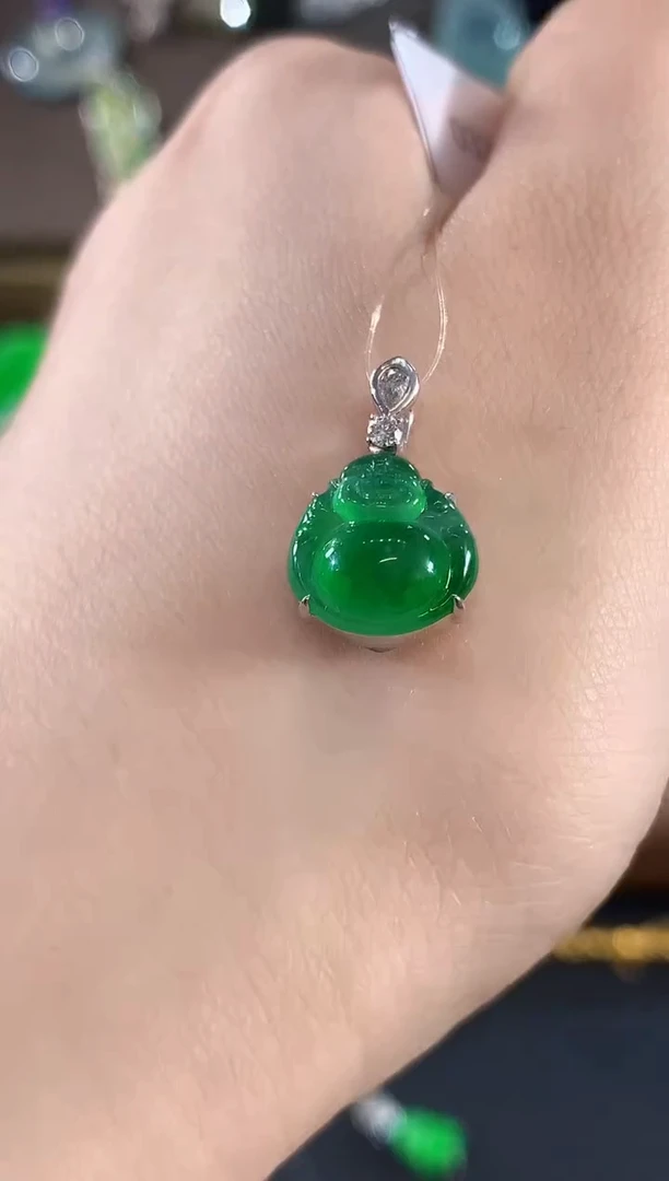 吊坠(不含链)18K金镶嵌翡翠C198