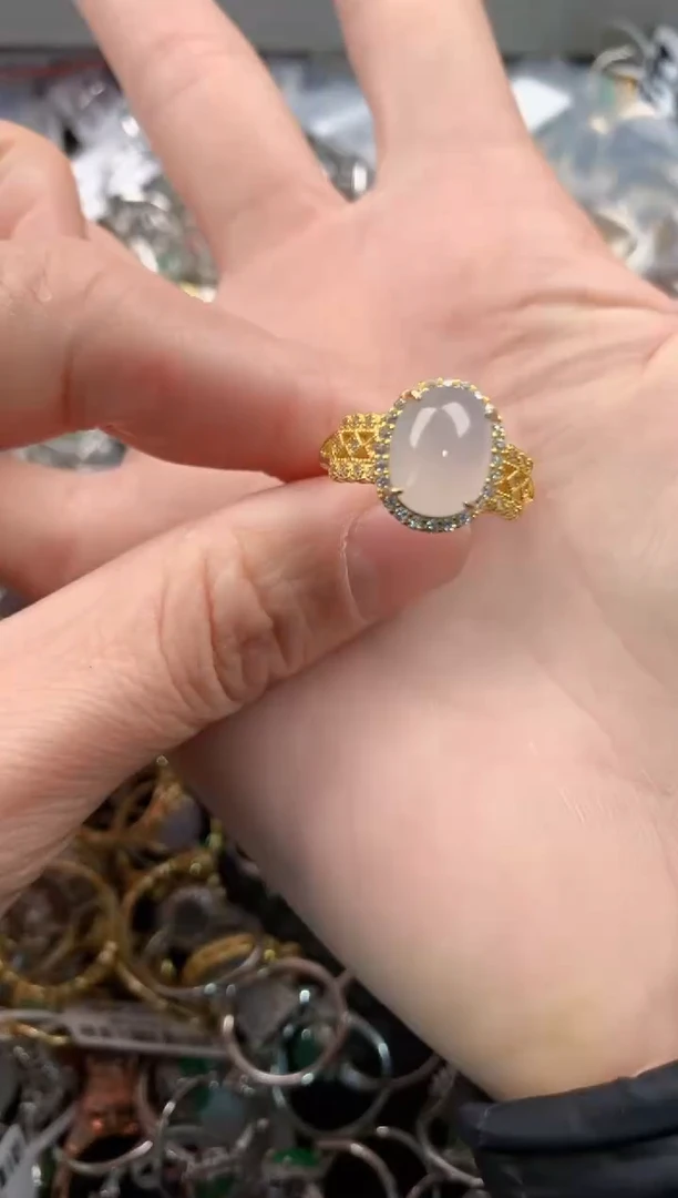 银S925镶嵌戒指翡翠444   5