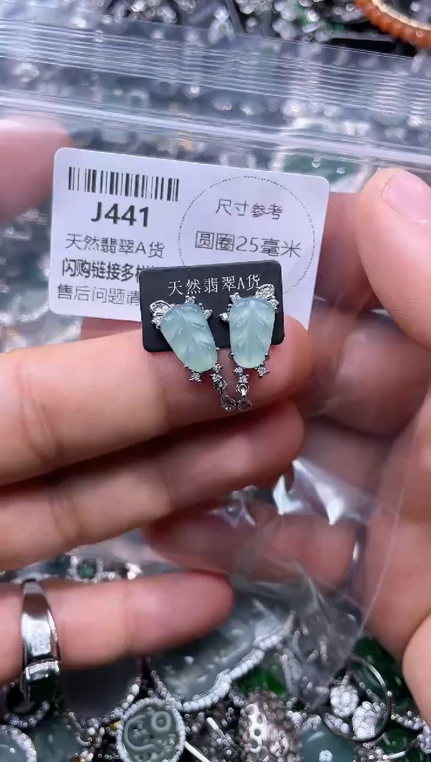 【闪购商品】翡翠颈饰未镶嵌J441耳钉