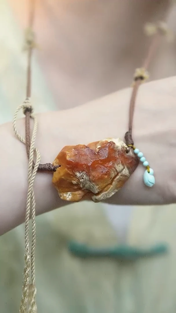 裸石蜜蜡未镶嵌*设计款*蜜蜡锁骨链*百搭长短可调节