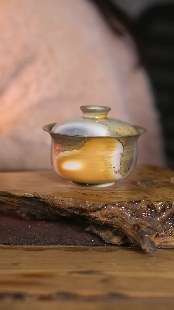 景德镇纯柴烧 中白泥盖碗 109（精品）