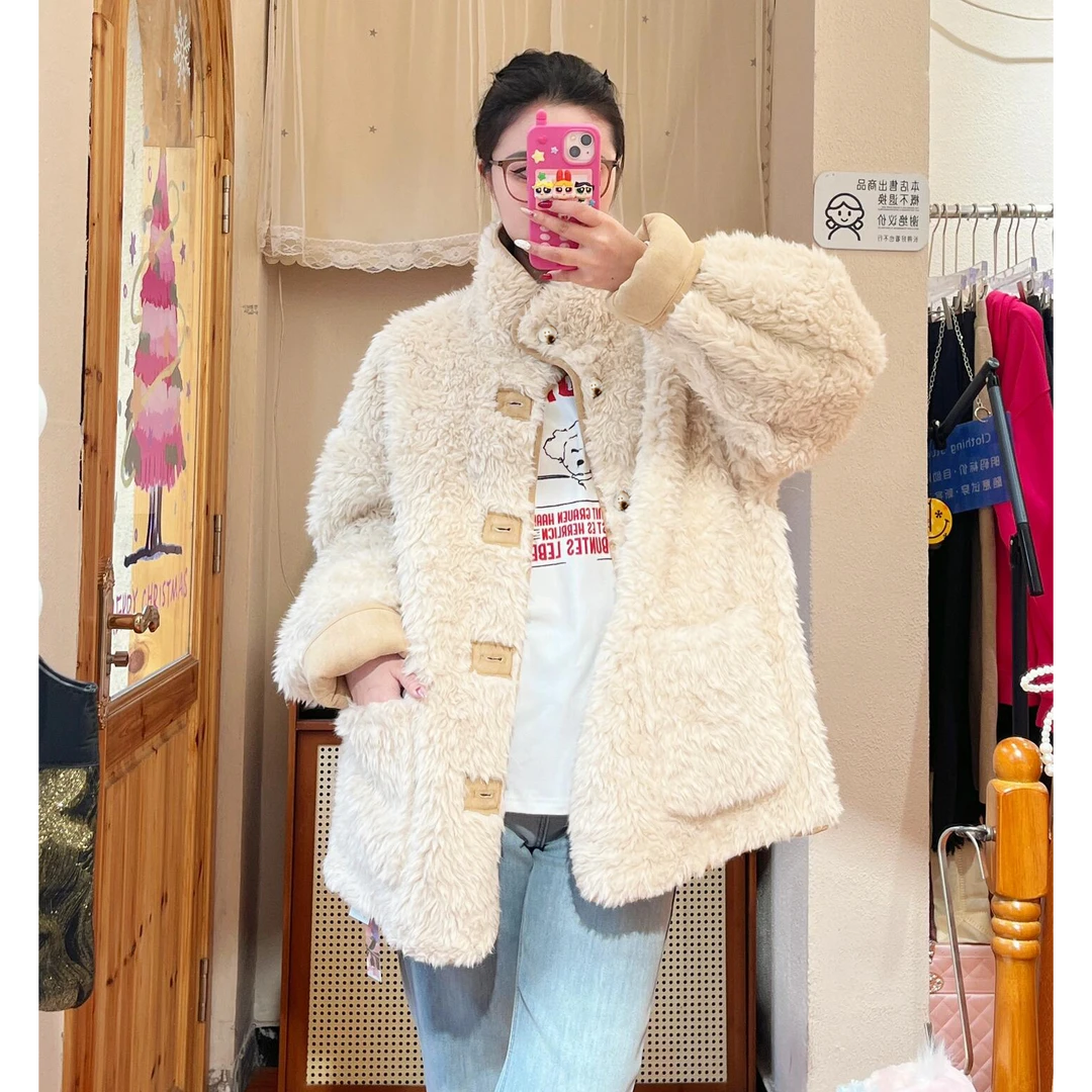 2024冬新款设计师双面穿外套女中长款皮毛一体机车服保暖大衣