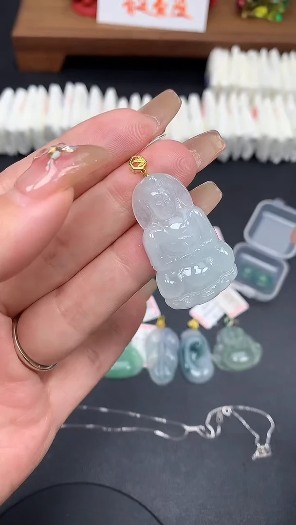 翡翠18K金镶嵌吊坠(不含链)MS181564