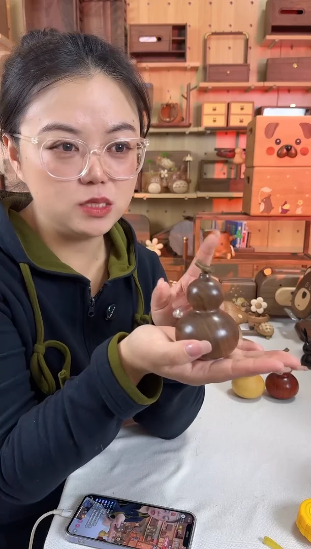 木北美黑胡桃实木葫芦摆件