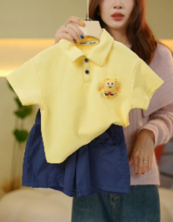 简尼熊2025夏款设计师原创圆领T恤套装JNXC607