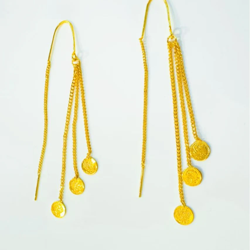 铜合金耳饰 铜合金耳环气质百搭耳线珠珠精美耳吊民族风女款简约