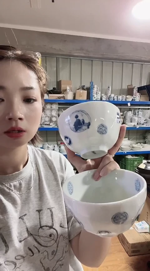 瓷片全新高端瓷器立休碗两只 丸纹 B585