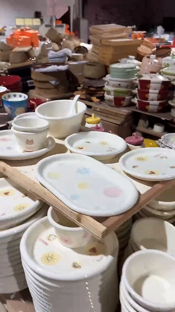 陶瓷胖胖反边8件套微瑕 凑满20元包邮