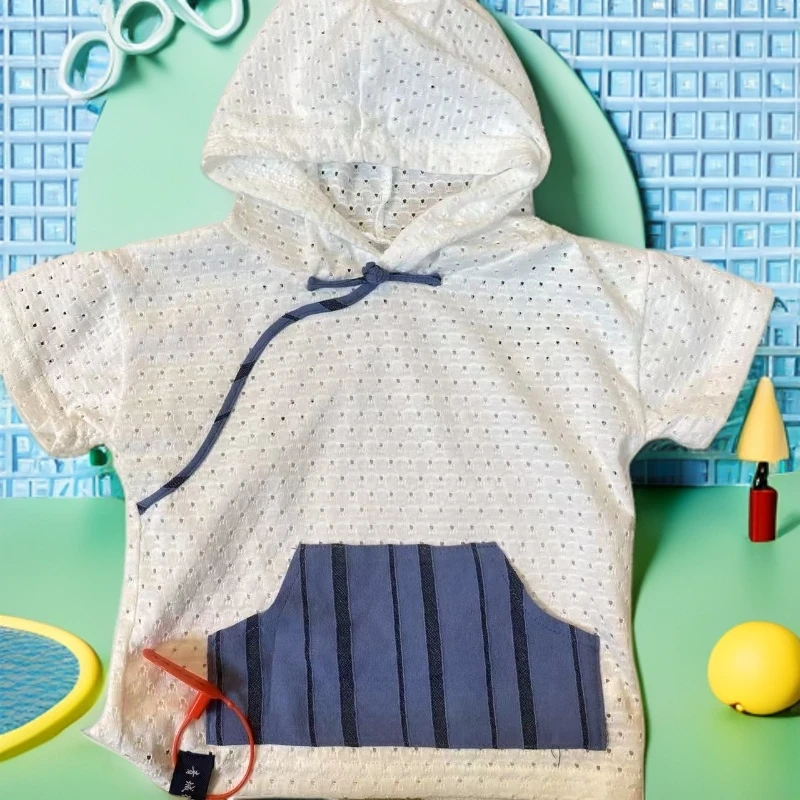 【德利源】男女童同款民族风小童连帽半袖D0395#