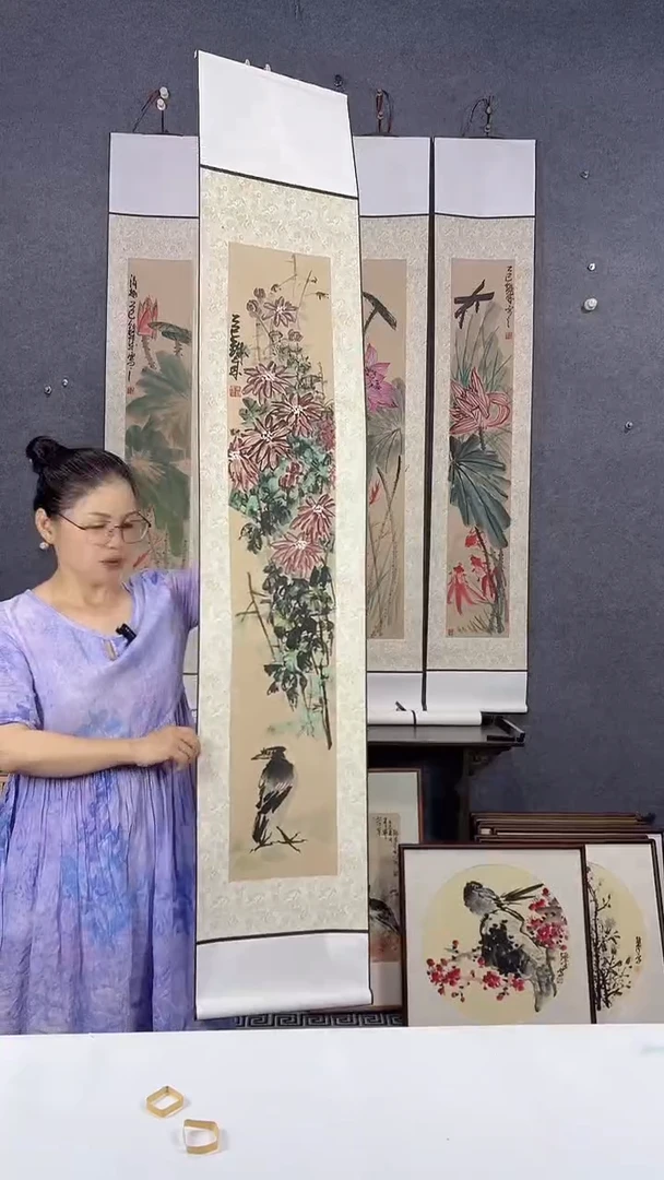 国画175*32吴铁成手绘卷轴