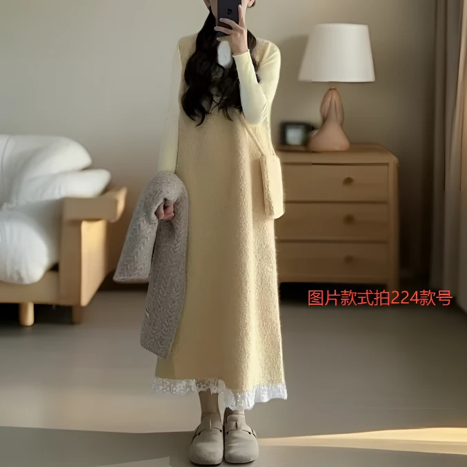 【132-275】时尚套装森系宫廷风慵懒风中长款少女风显瘦时尚气质