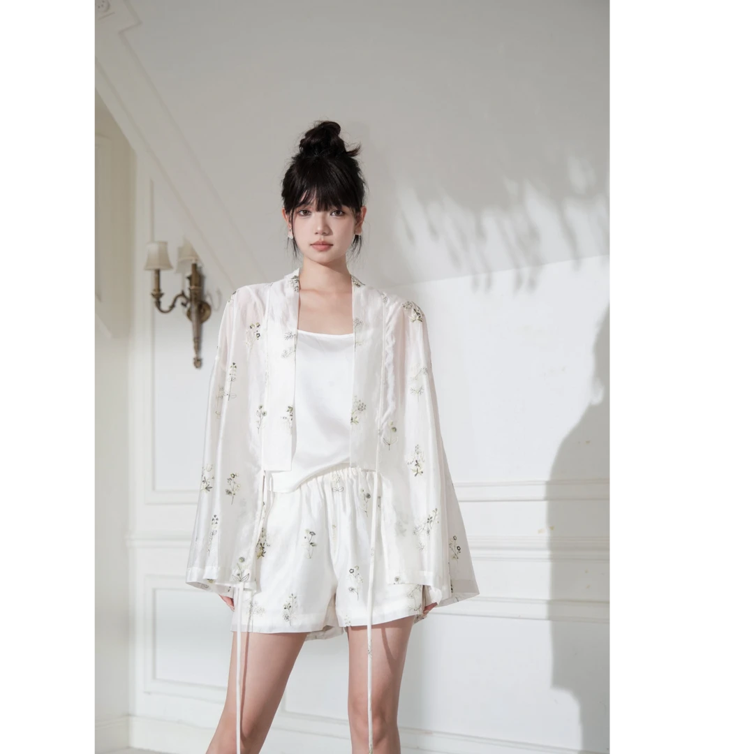 FOREVERCAN“祇园”新中式国风提花系带开衫ST21386+短裤SP21498