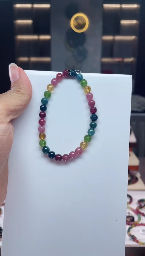 未镶嵌老矿碧玺单圈手串6mm+碧玺（多样性发一条）Q