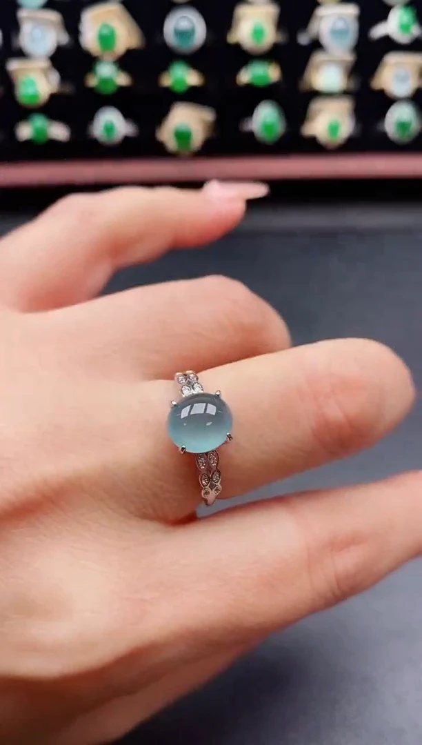 银S925镶嵌戒指翡翠1