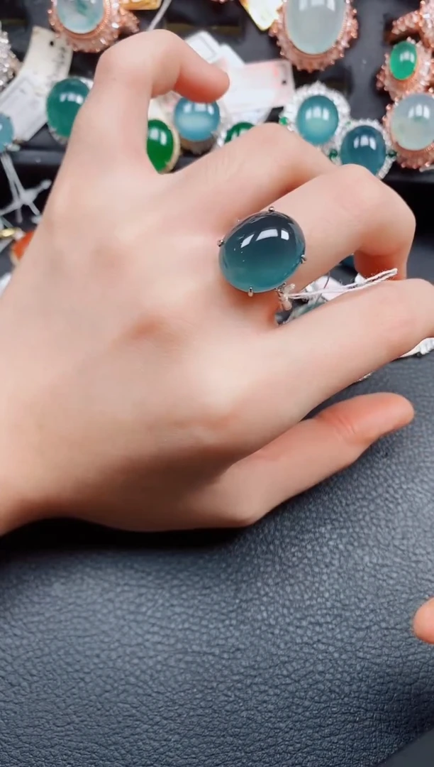 银S925镶嵌戒指翡翠翡翠