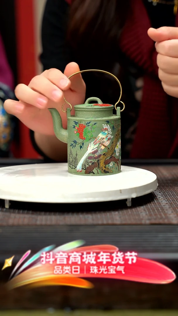 【闪购商品】紫砂茶壶钱梦娇花鸟洋桶