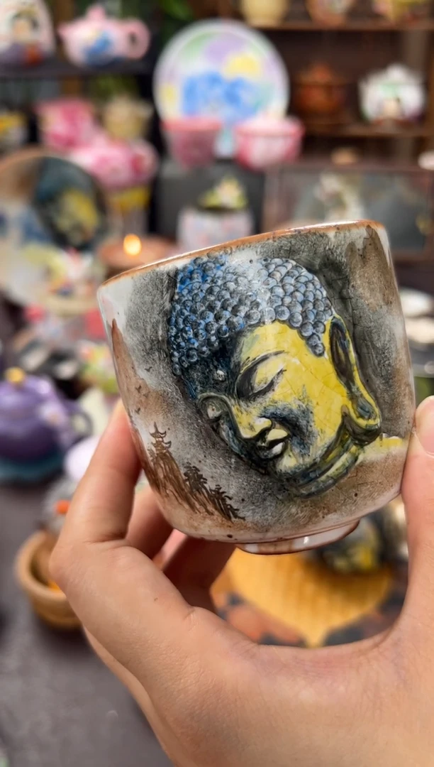 徐慧敏清水柴烧手绘大杯