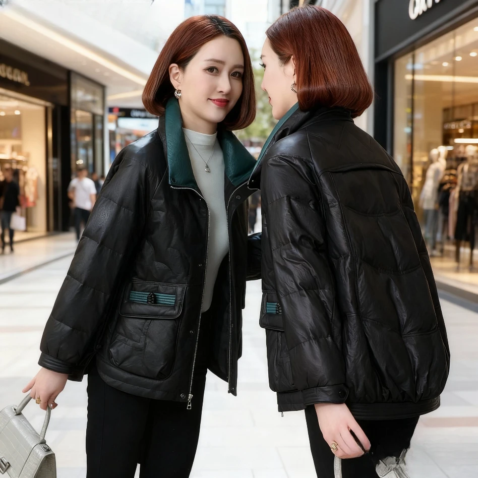 海宁皮衣真皮羽绒服女2025冬新款小个子短款年轻款正宗绵羊皮外套