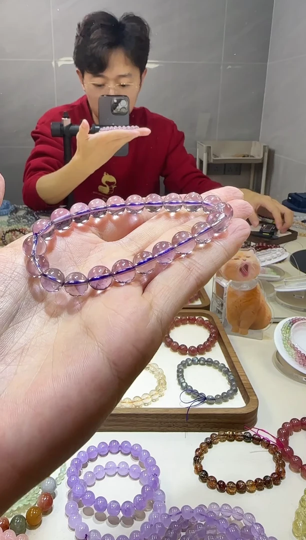 【闪购商品】水晶手链未镶嵌玻璃体巴西紫水晶8+