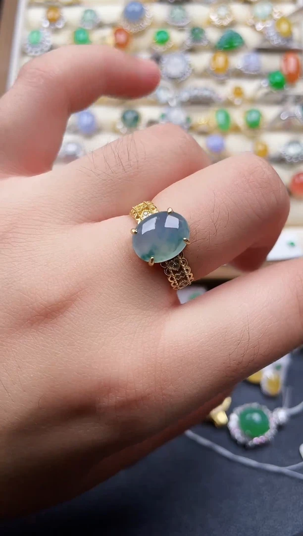 银S925镶嵌戒指翡翠37