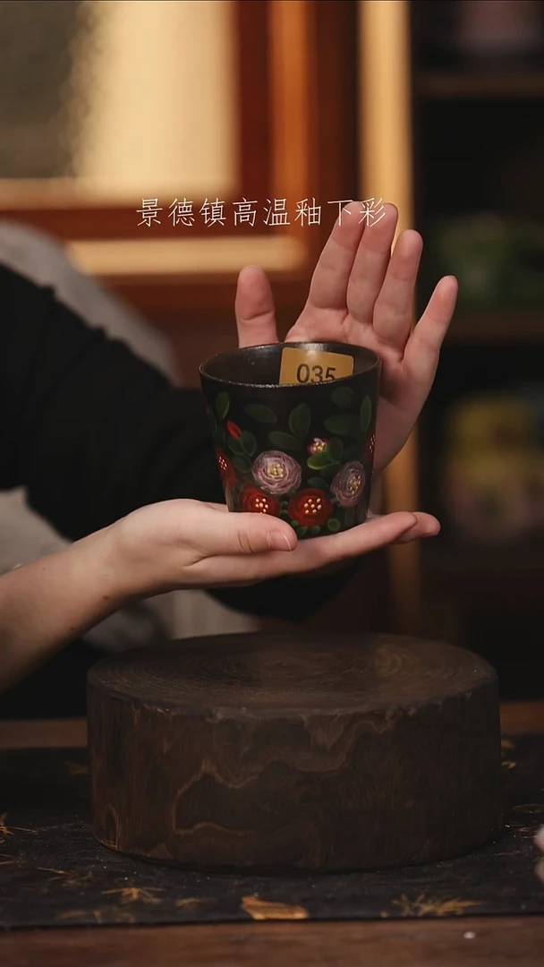 陶瓷景德镇高温釉下手绘陶瓷@L035@