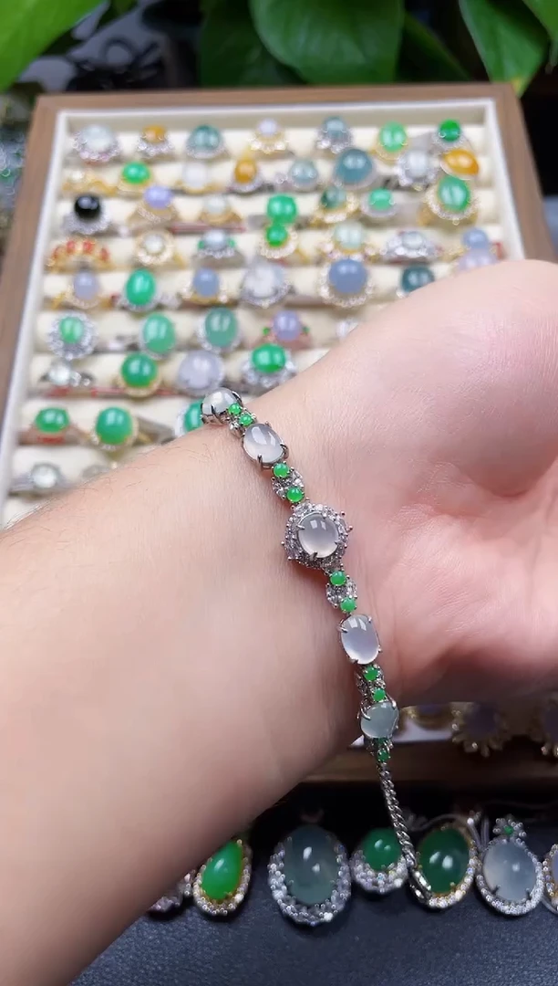 银S925镶嵌手链翡翠208