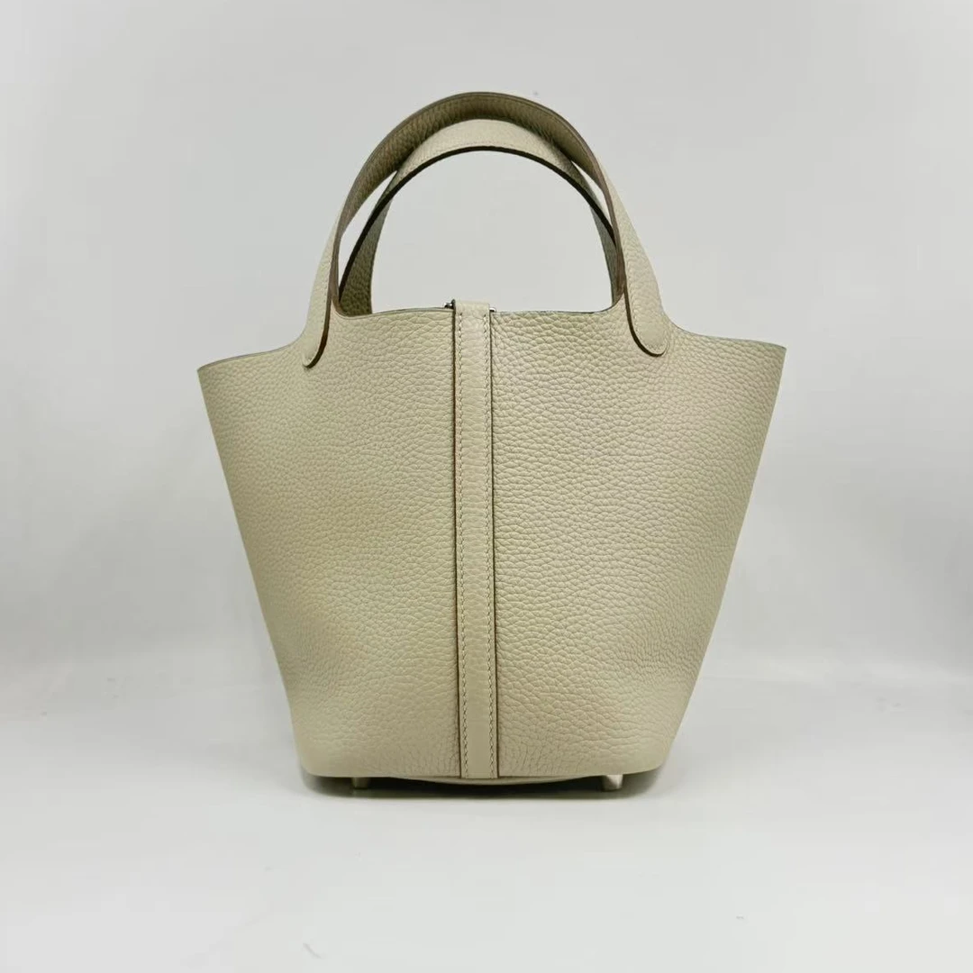 LQ-手工真皮篮子-悉尼经典款篮子-奶昔白色18cm-0001