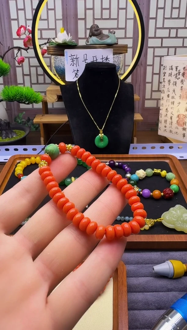 玛瑙/玉髓手链14K金镶嵌S177
