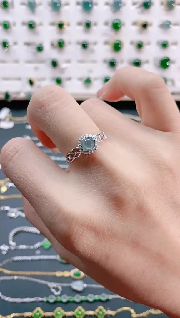 【闪购商品】翡翠戒指银S925镶嵌天然翡翠