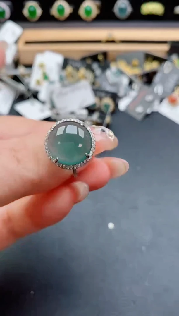 银S925镶嵌戒指翡翠1