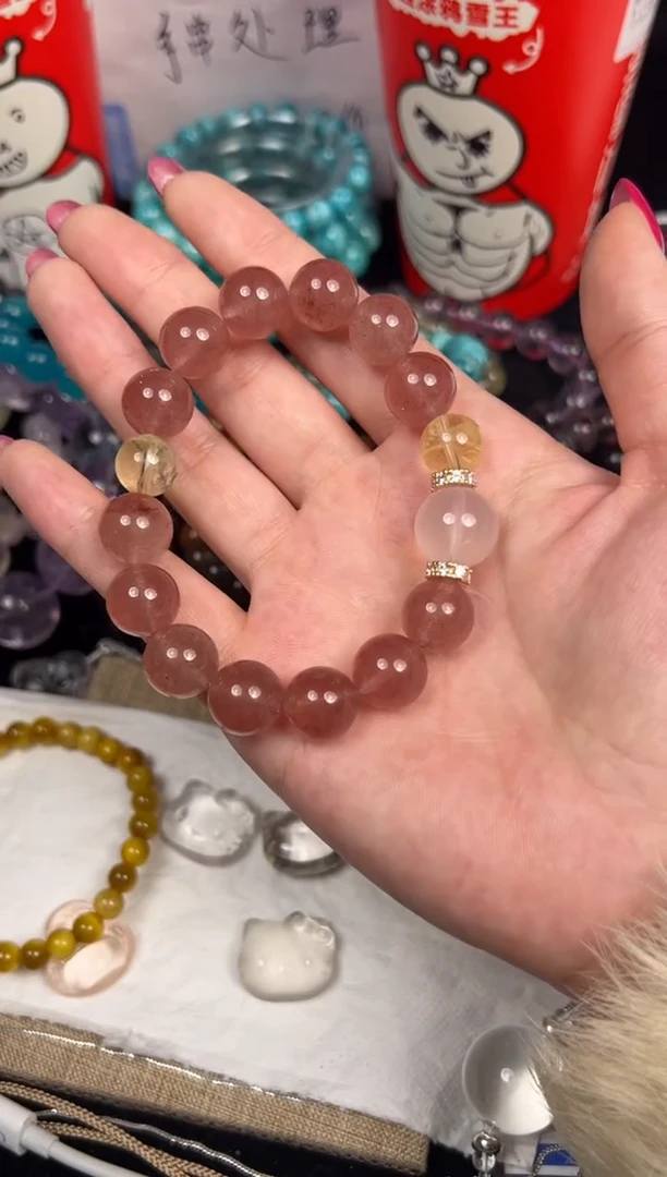 未镶嵌手串水晶草莓晶原创手串